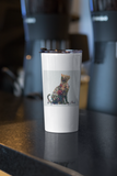 Floral Cat Silhouette Vinyl Sticker –3" x 3"