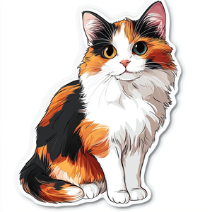 Watercolor Calico Cat – 2" Vinyl Sticker