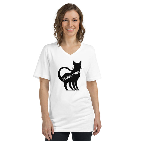 Feline Feral Unisex Short Sleeve V-Neck T-Shirt